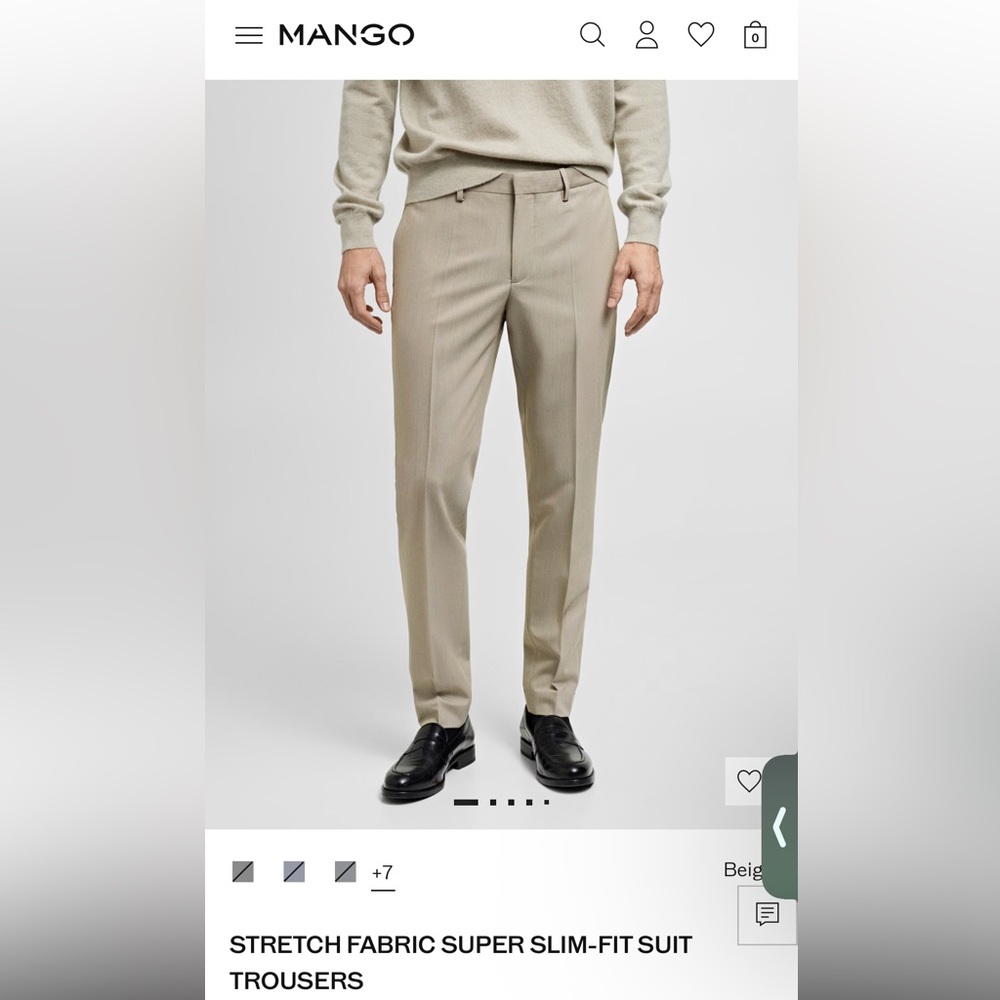 Mango Men's Beige Dress Pants